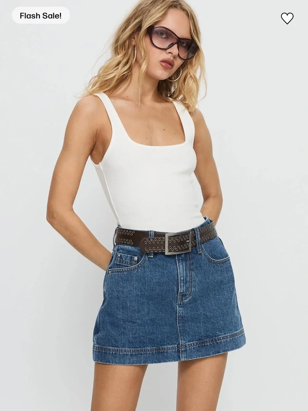 Princess Polly Gazelle Denim Mini Skort In Mid Wash